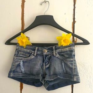 Women’s Free Culture Low Rise Distressed Jeans with Embellishments